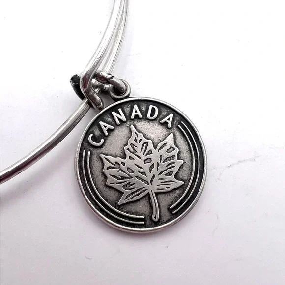 Alex and Ani Canada Maple Leaf Charm Bangle Bracelet Silver Tone 2014 - Picture 4 of 6